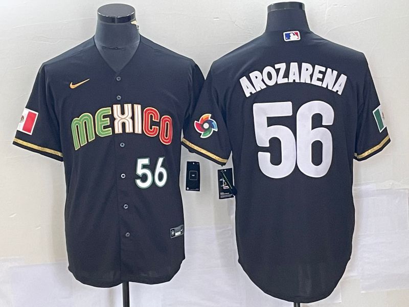 Men 2023 World Cub Mexico #56 Arozarena Black Nike MLB Jersey7